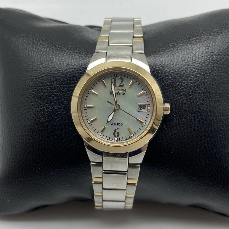 Citizen Eco-Drive Women’s Two-Tone Watch Mother of Pearl Dial WR100 E011-S070082