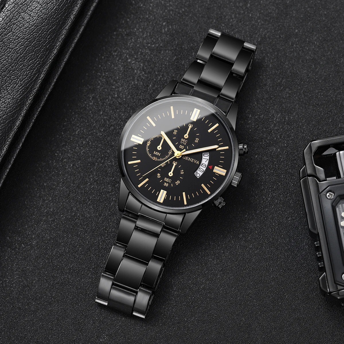 Luxury Stainless Steel Men Calendar Quartz Watch Fashion Business Wristwatch