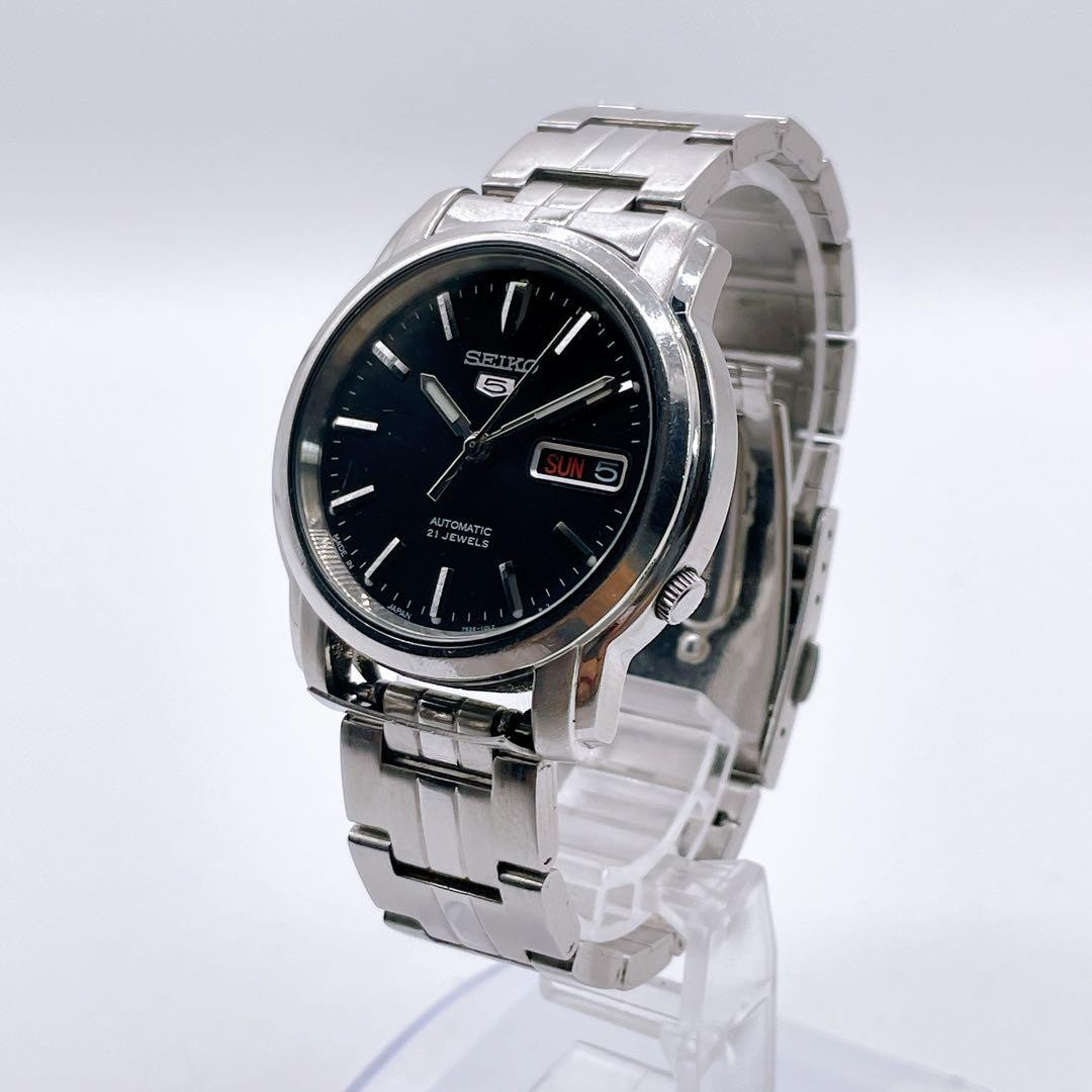 SEIKO 5 7S26-03N0 with transparent case back and original bracelet. 【USED】