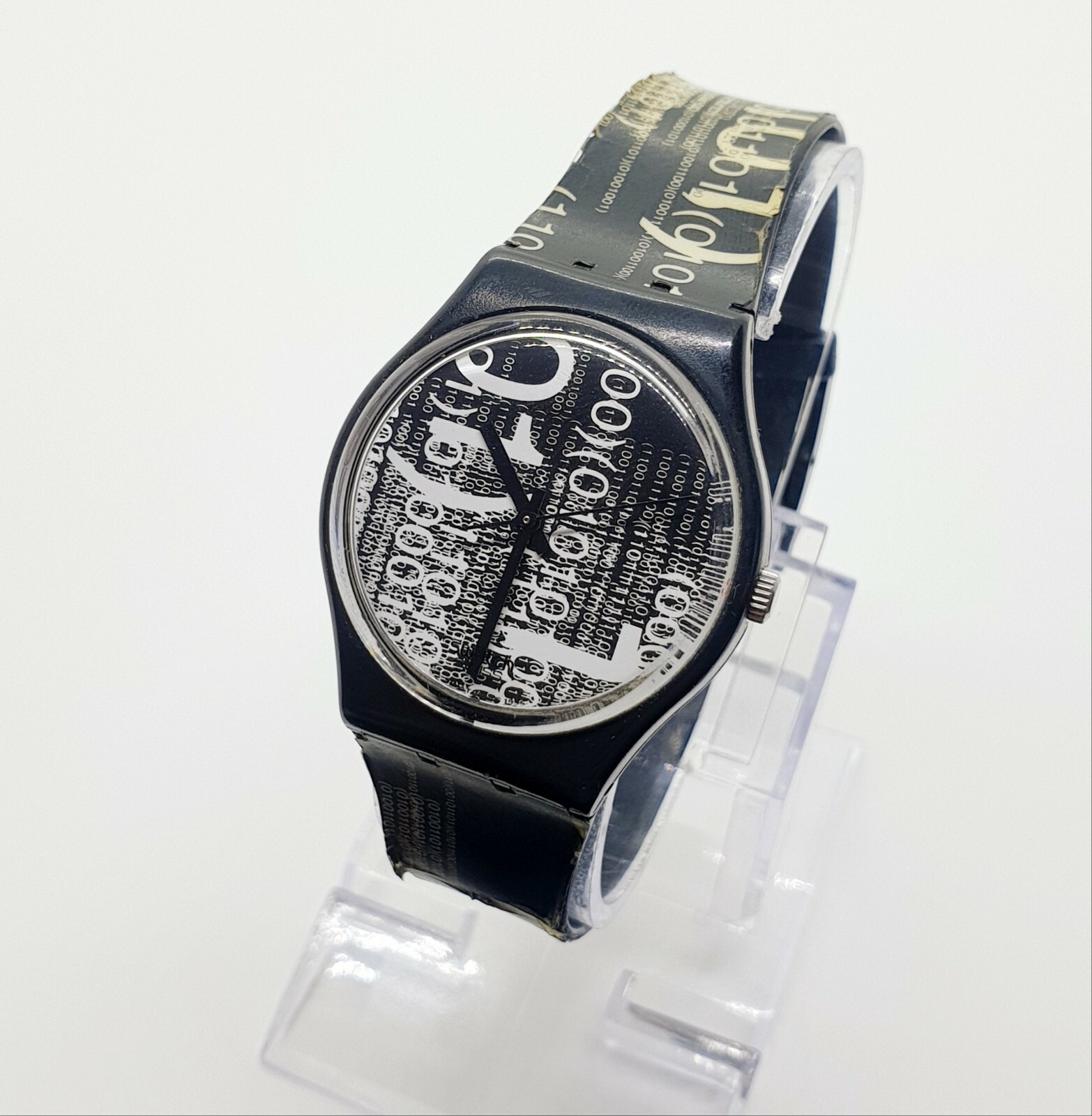 1996 Black and White Swiss Swatch Watch, Photography Artist Swatch Watch 90s