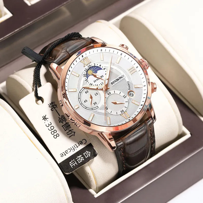 Men’s Multifunctional Chronograph Quartz Watch 12/24 Hours Date function + Box