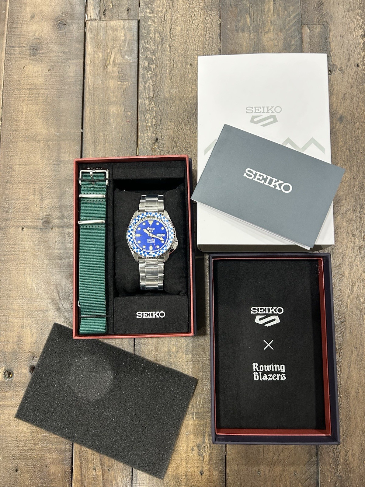 Seiko 5 Sports x Rowing Blazers Blue Dial Auto Day/Date 100m Box Papers – NEW