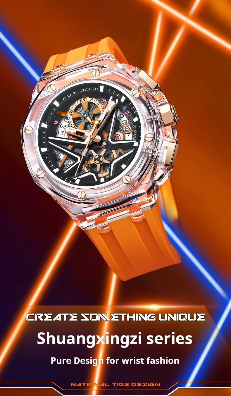 Men’s Quartz Watch Rubber Strap Waterproof Luminous Date Sport Male Wristwatch