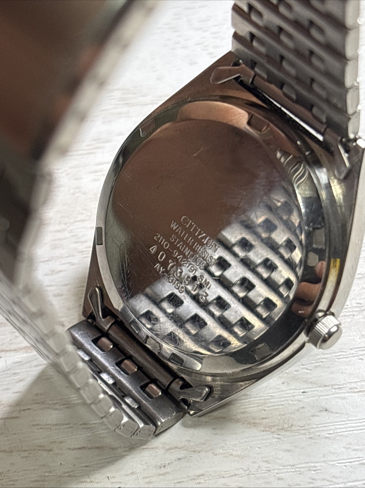 Citizen Seven Watch Men 35mm Silver Dial Silver Tone date 2110-942191 NewBattery