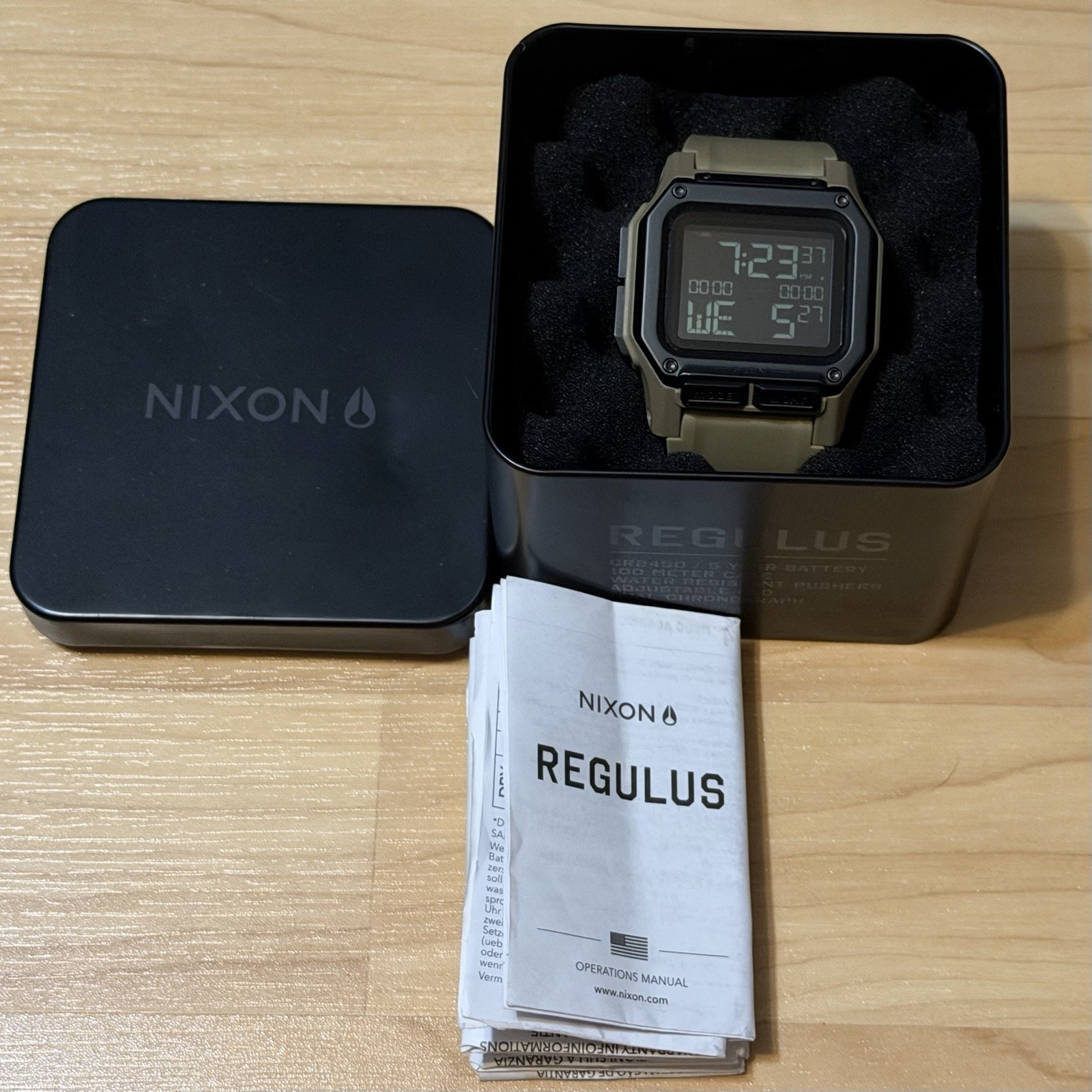 Nixon The Regulus Surplus Stormtrooper Tan Men’s Surf Skate Digital Watch w/Box