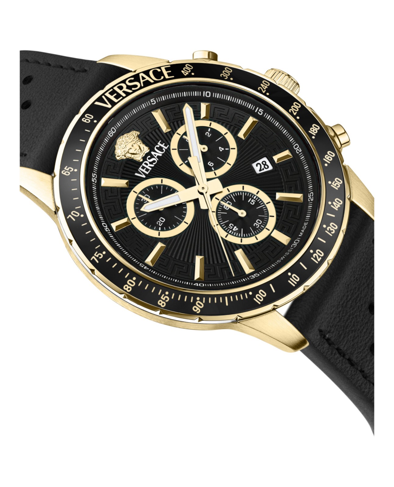 Versace Mens Gold 44mm Strap Fashion Watch