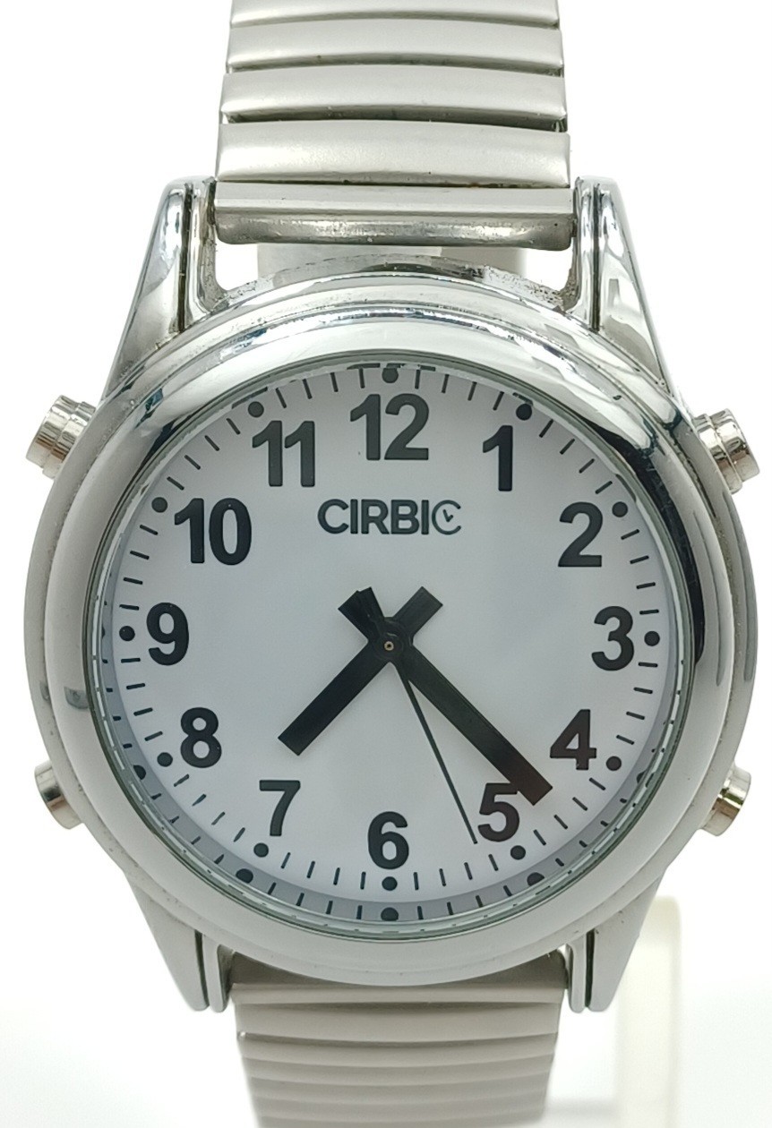 Cirbic English Talking Watch Large Numbers For Blind Stretch Strap Self Setting