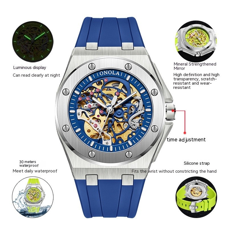 ONOLA Sports Men Wristwatch Waterproof Automatic Mechanical Watches Luminous