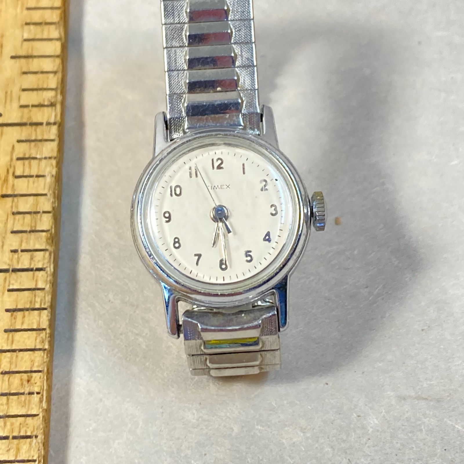 Vintage Ladies Timex Watch Chrome Plated Bezel Stainless Steel Parts or Repair