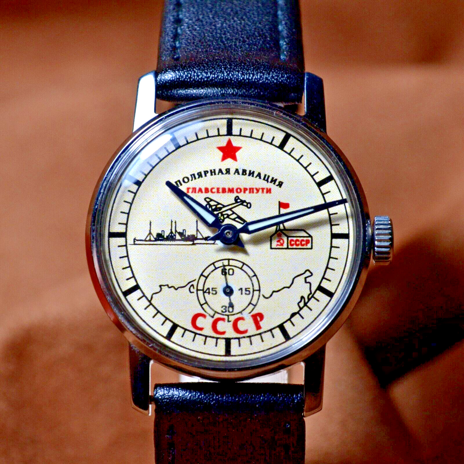 Pobeda Soviet Mechanical Men’s Watch Vintage Men’s Wristwatch USSR Serviced