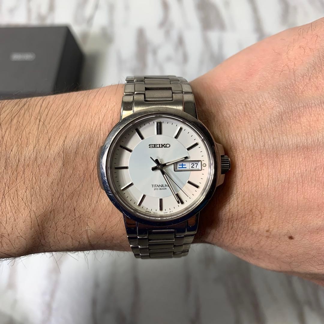 SEIKO 7N43-7B8 Titanium Solar Day-Date 35mm