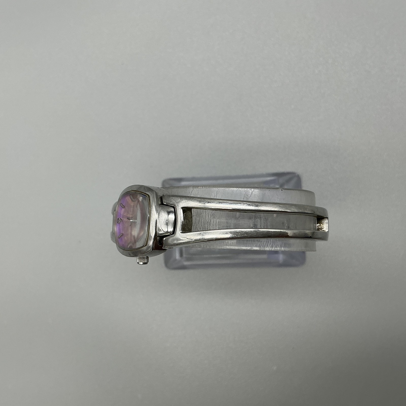 Fossil F2 Womens Watch 18mm Purple Dial Stainless Steel Bangle New Battery 6.5″