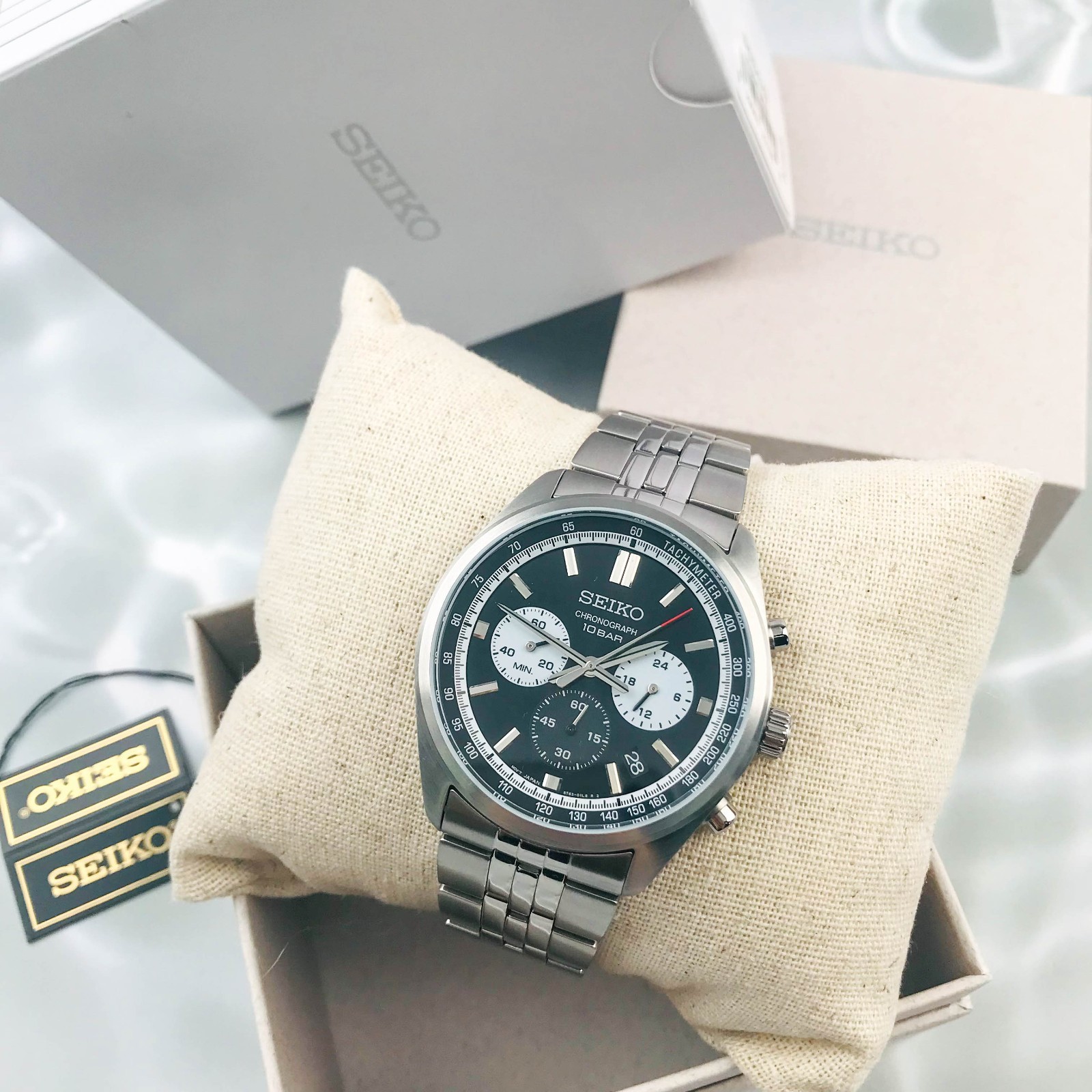 Seiko Essentials SSB429 Motorsports Chrono Quartz Black Dial Men’s Watch 41.5 mm