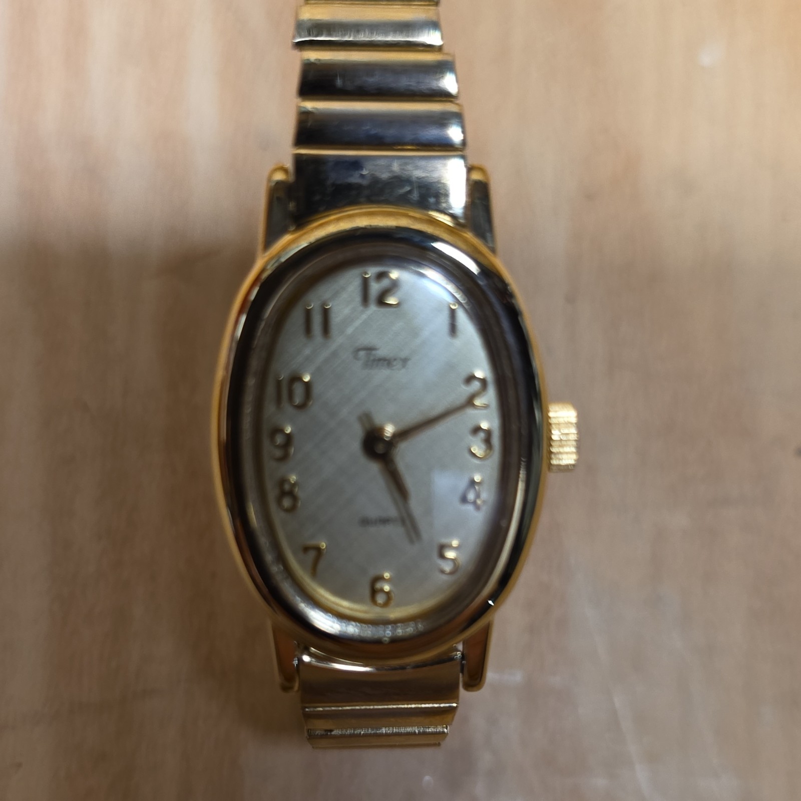 Timex Women Quartz Oval Analog Bracelet Watch Gold Tone Silver Arabic Dial