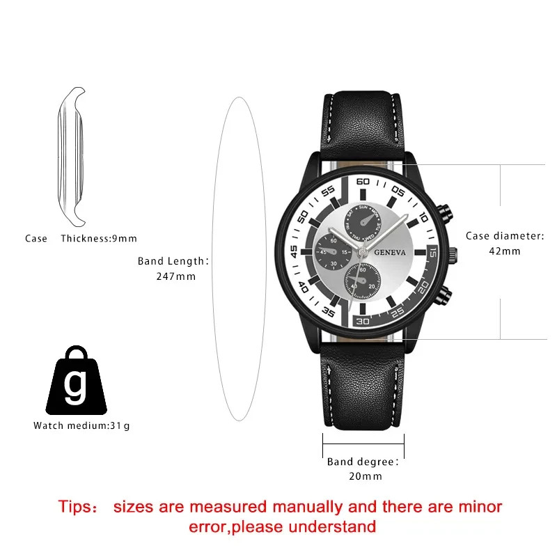 Retro Round Buckle Quartz Men’s Geneva Watches