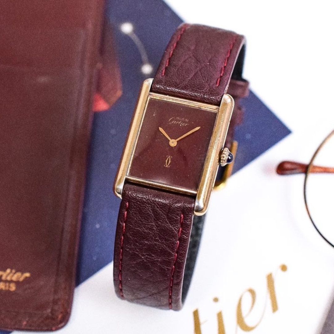 Cartier Tank Burgundy Dial – Must De Cartier – Excellent Condition