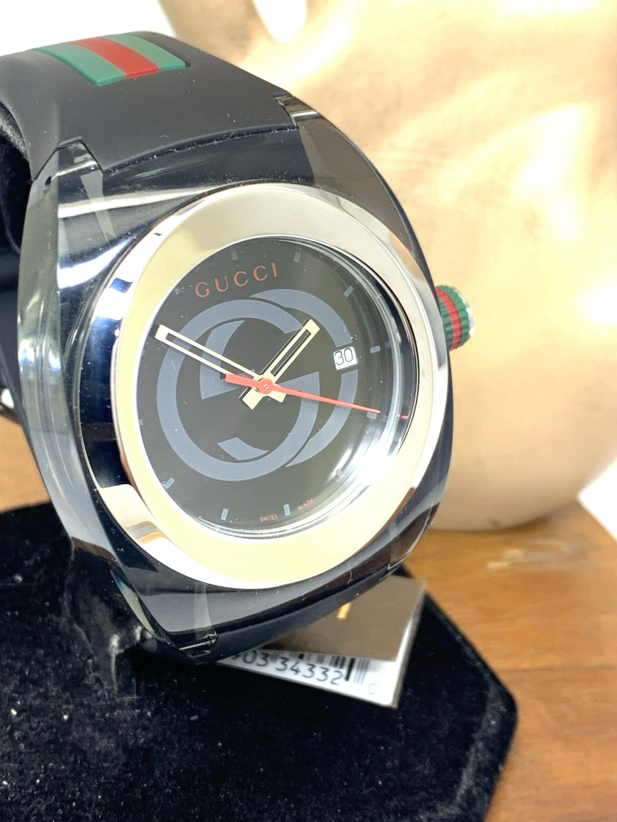 GUCCI Men’s Watch YA137101 Sync Swiss Quartz Black Rubber Band 46mm