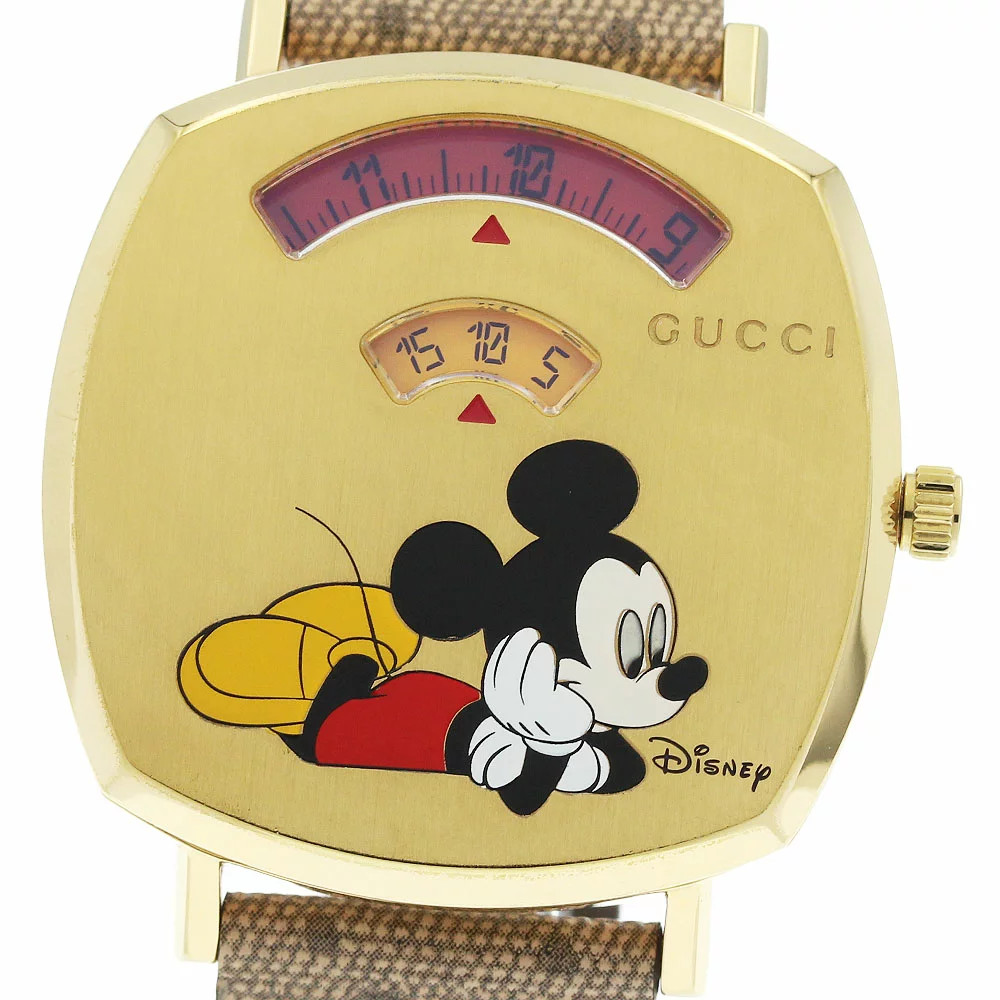 GUCCI Grip Disney Mickey Mouse YA157420 38mm Quartz Unisex Watch Box Papers