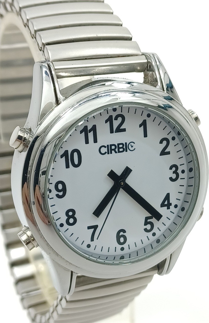 Cirbic English Talking Watch Large Numbers For Blind Stretch Strap Self Setting