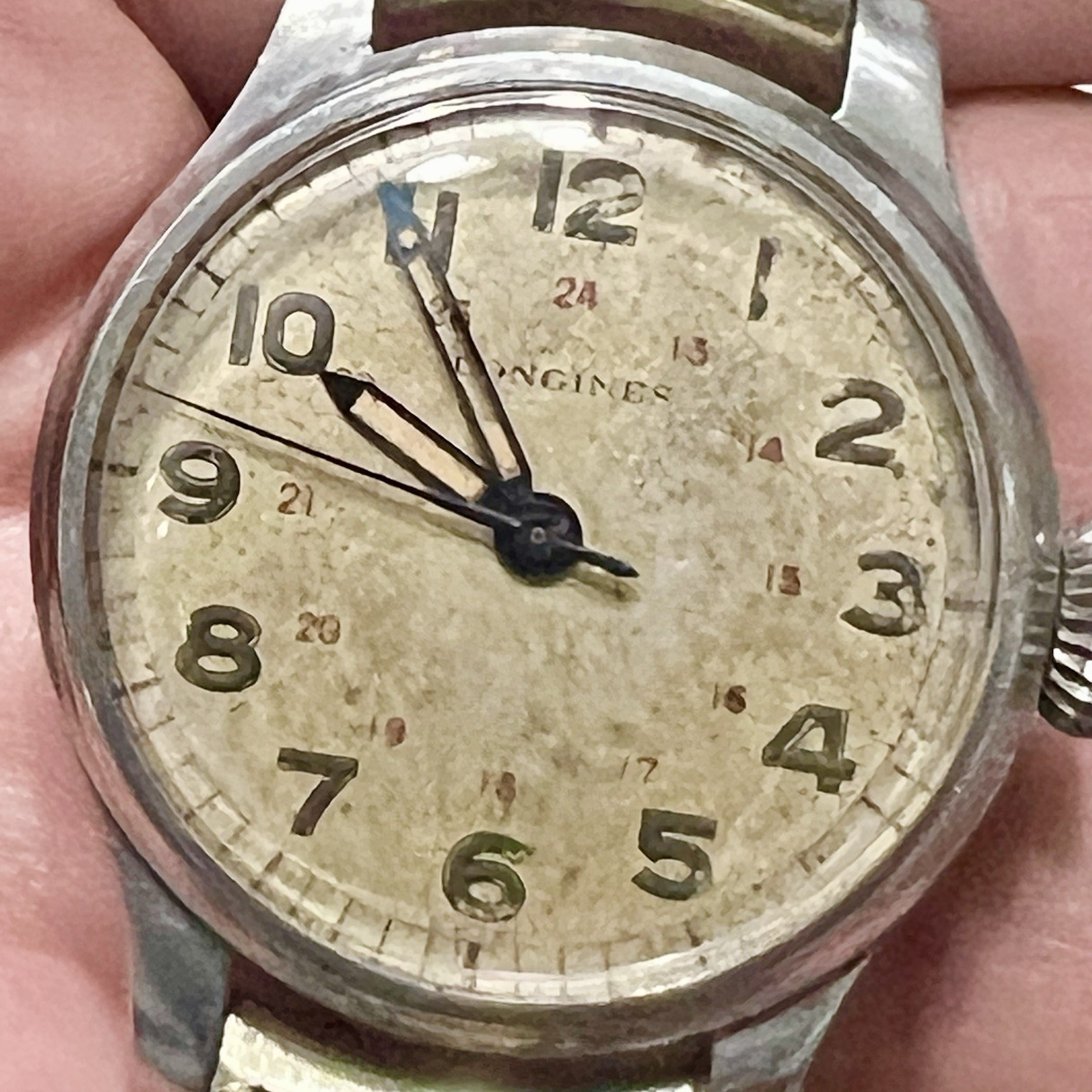 Vintage 1940’s Longines 12L Manual Wind Men’s Military WW2 Pilot 35mm Watch RUNS