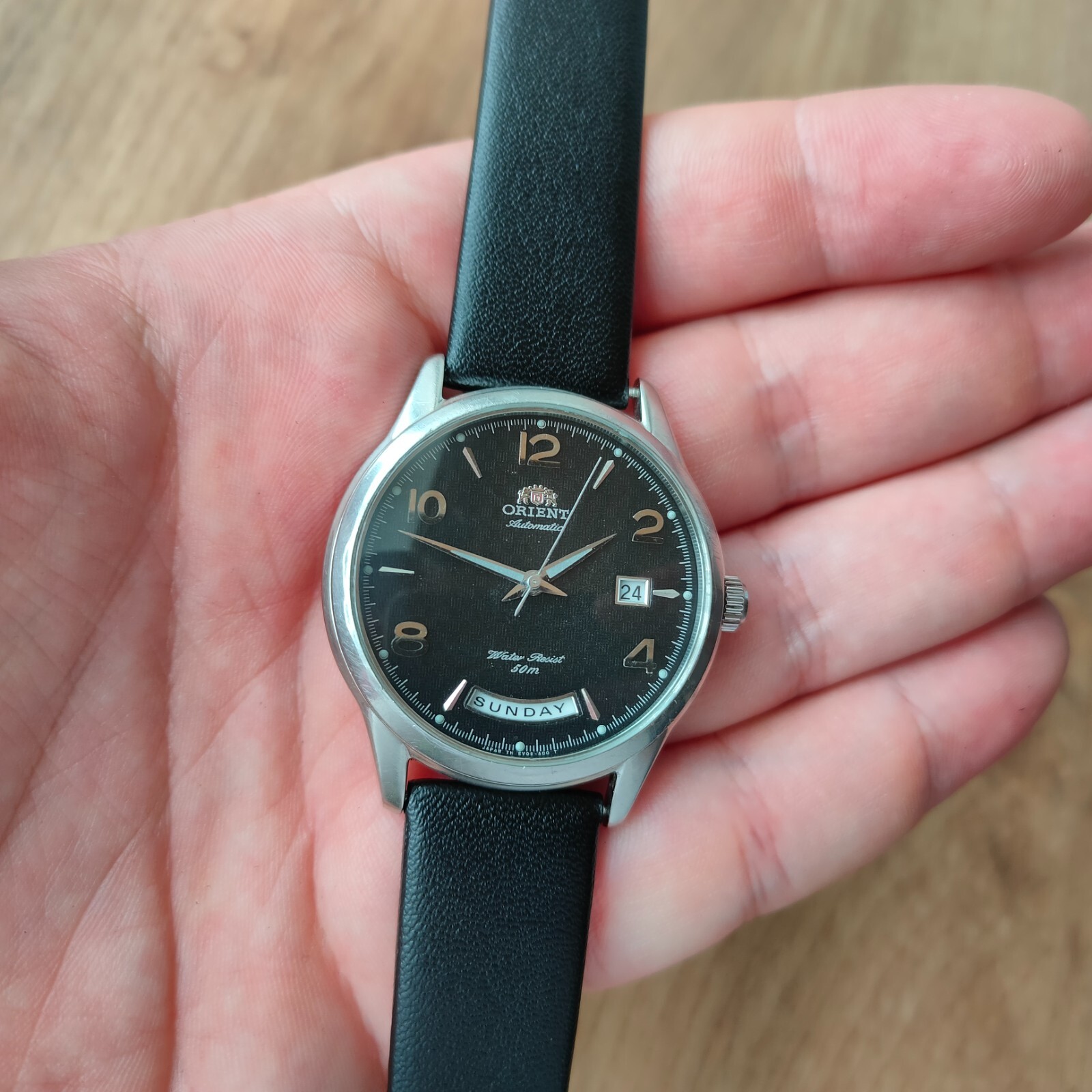 Rare Orient President Titanium watch day date orient Automatic Watch black watch