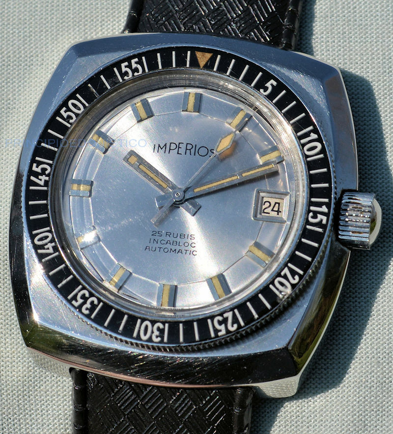 Rare Imperios Diver Sub 150Mt Steel Watch Bakelite Bezel Screw Crown