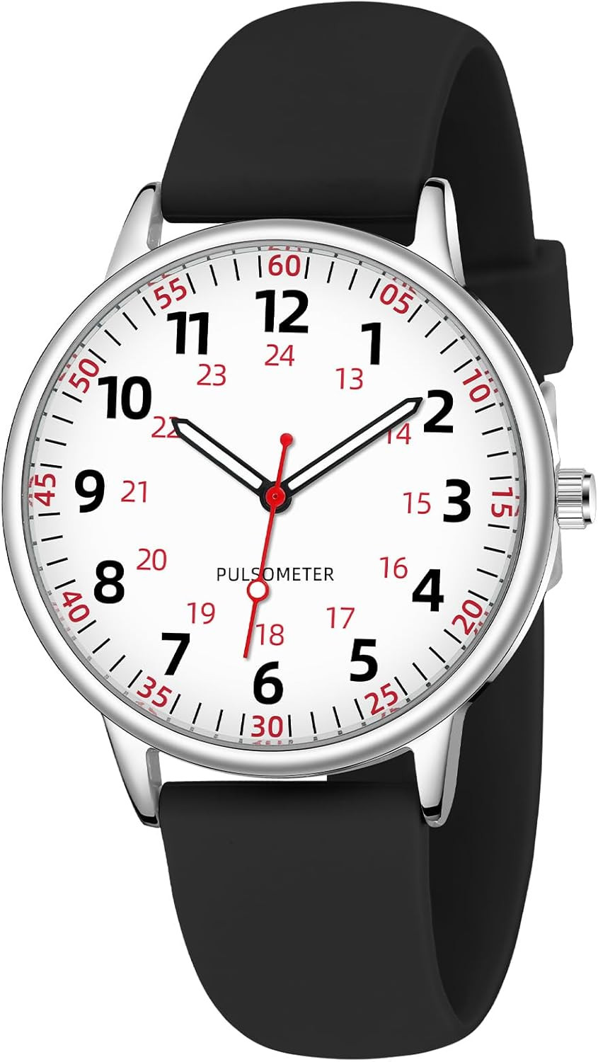 Nurse Watch for Women Waterproof Analog Silicone Watch with Second Hand Nursing