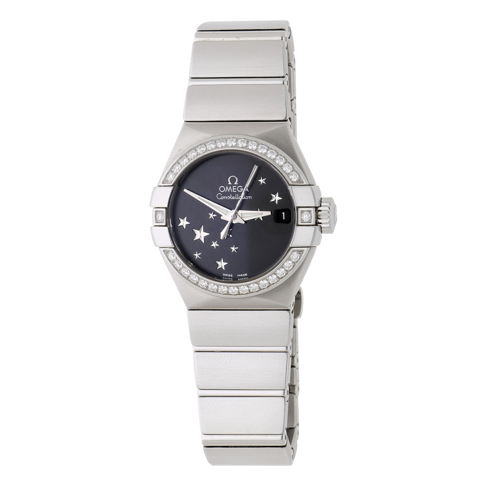 Omega Constellation 27mm Diamond Bezel Black Star Dial Steel Watch 2022 Full Set