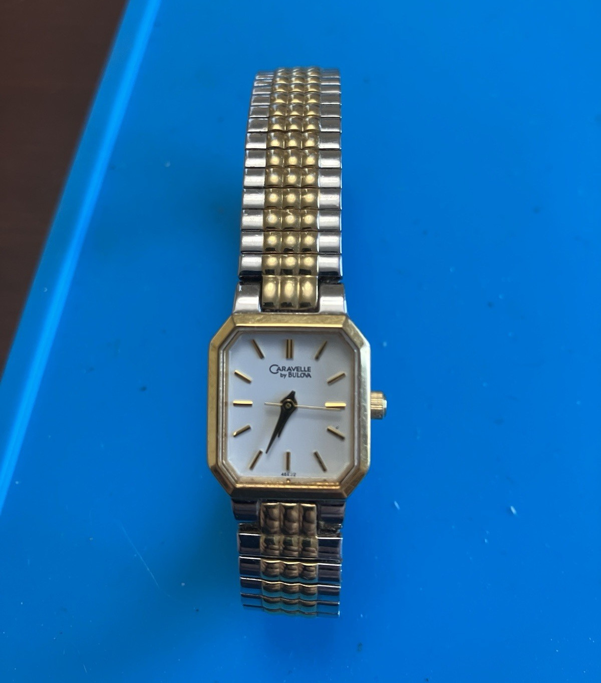 Caravelle by Bulova Vintage Women’s Quartz Analog Rectangle Two-Tone Stretch