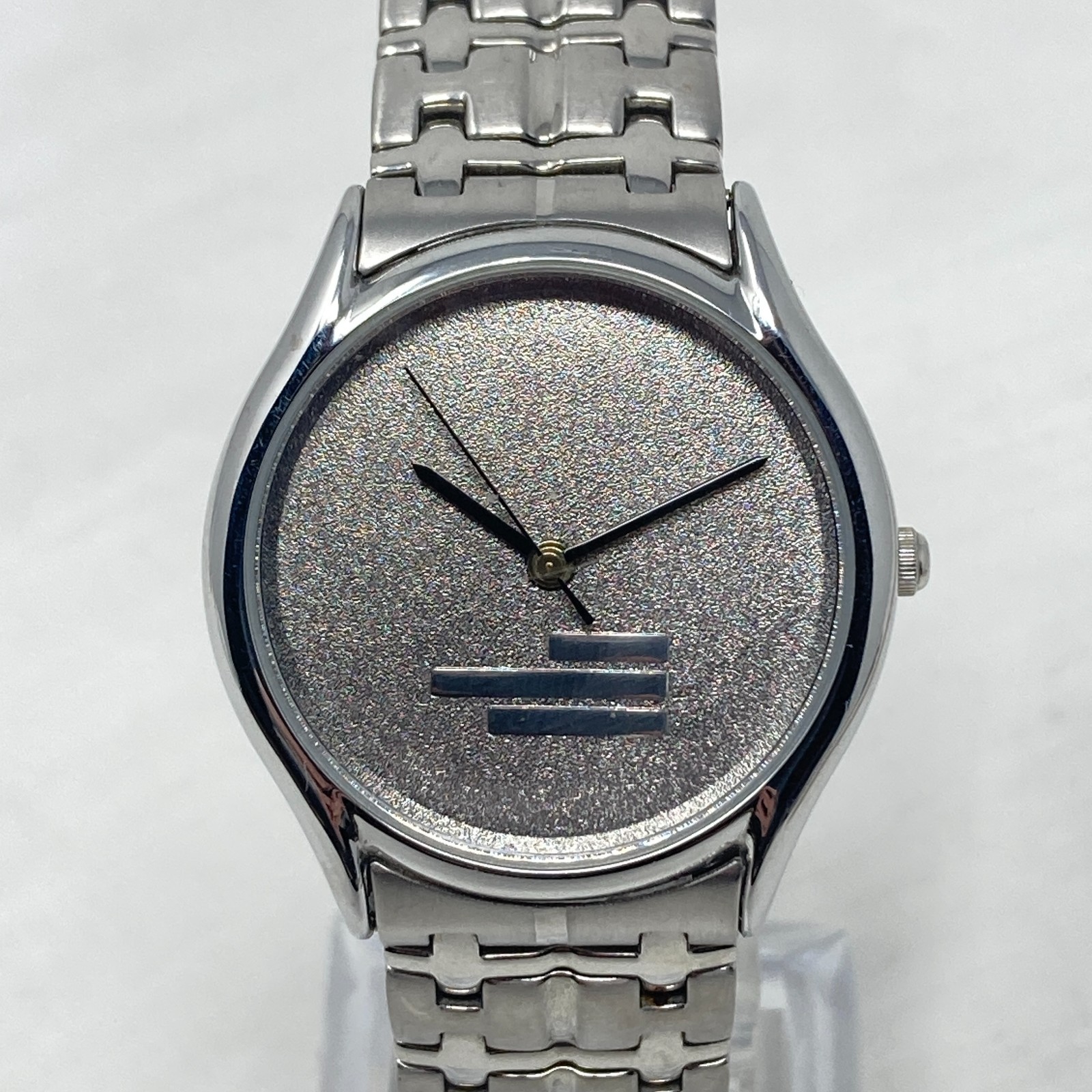 Vintage Montreux Watch Men Silver Tone 34mm Brushed Minimal New Battery 7.25″