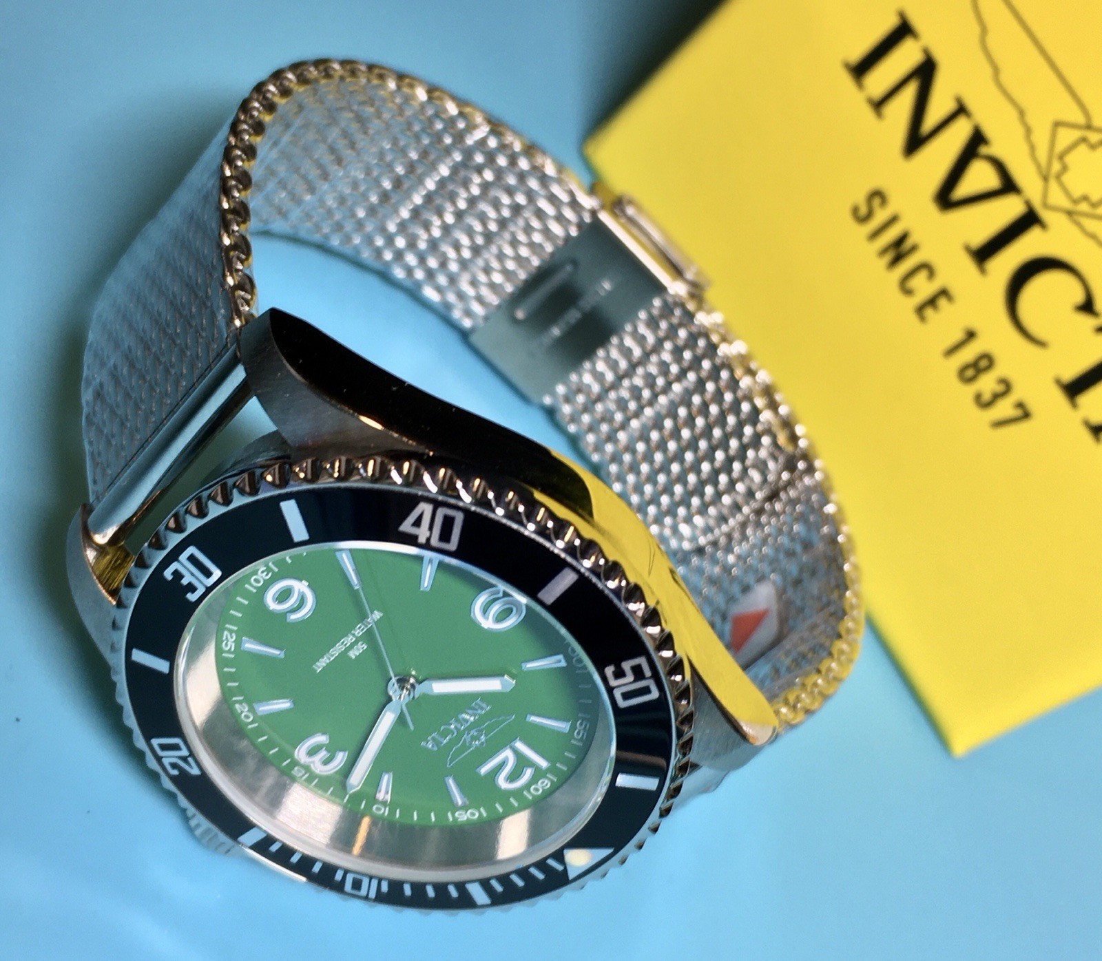 INVICTA PRO DIVER GREEN FATHOMS STYLE NO DATE ALPHA NUMERIC 40MM QUARTZ CUSTOM