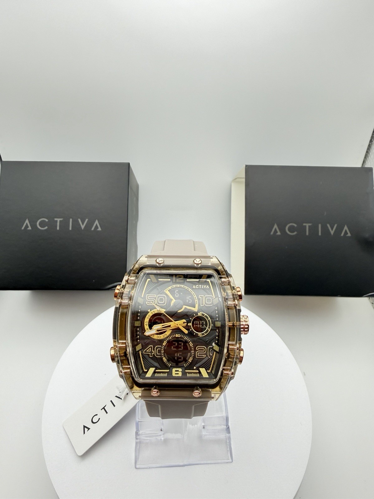 ACW8109-007- Activa X Invicta 45mm Men’s Digital Watch – Apricot & Brown .