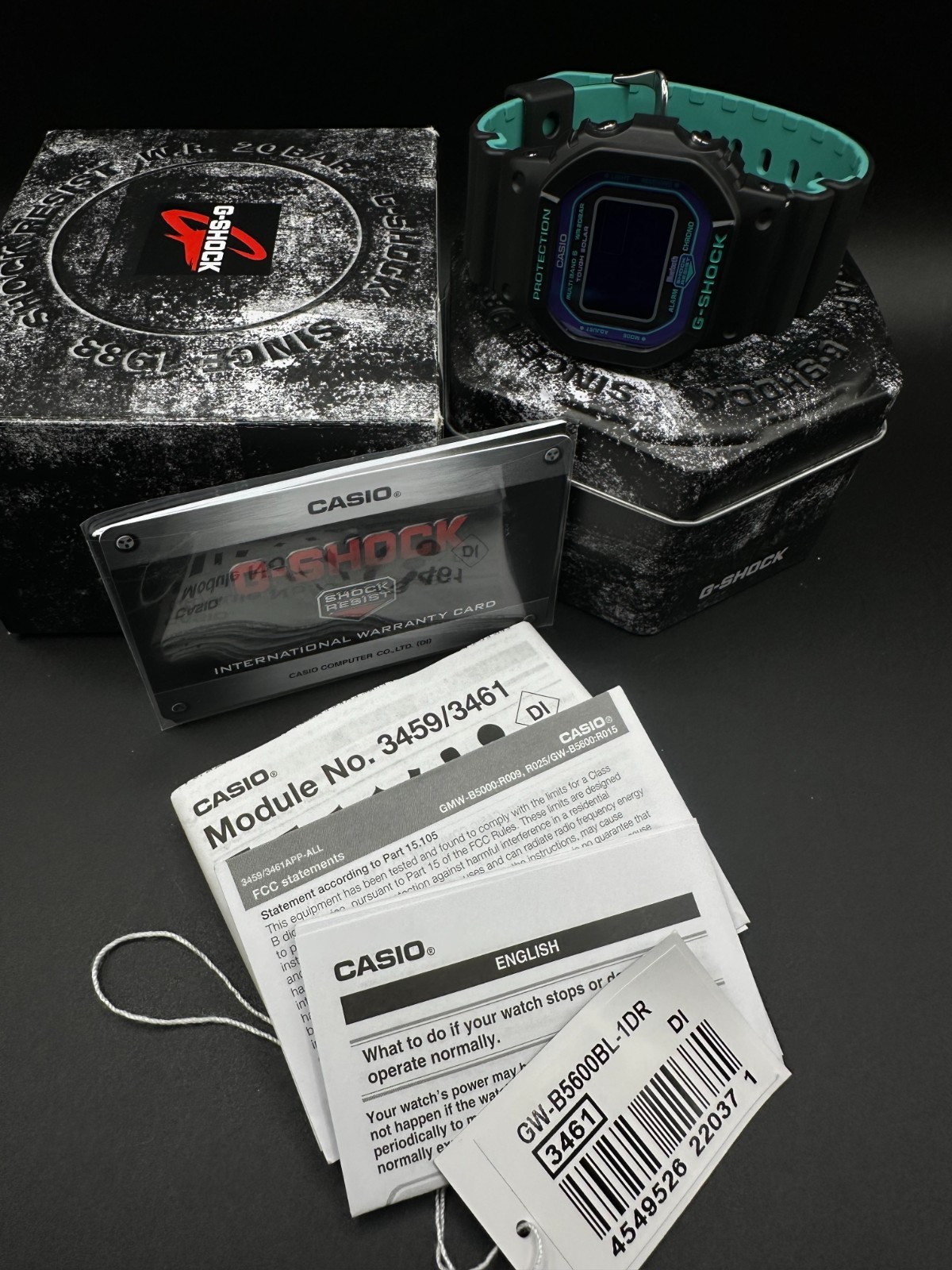 Casio G-Shock 90’s Color Blue Purple Bluetooth Solar Digital Watch GW-B5600BL-1