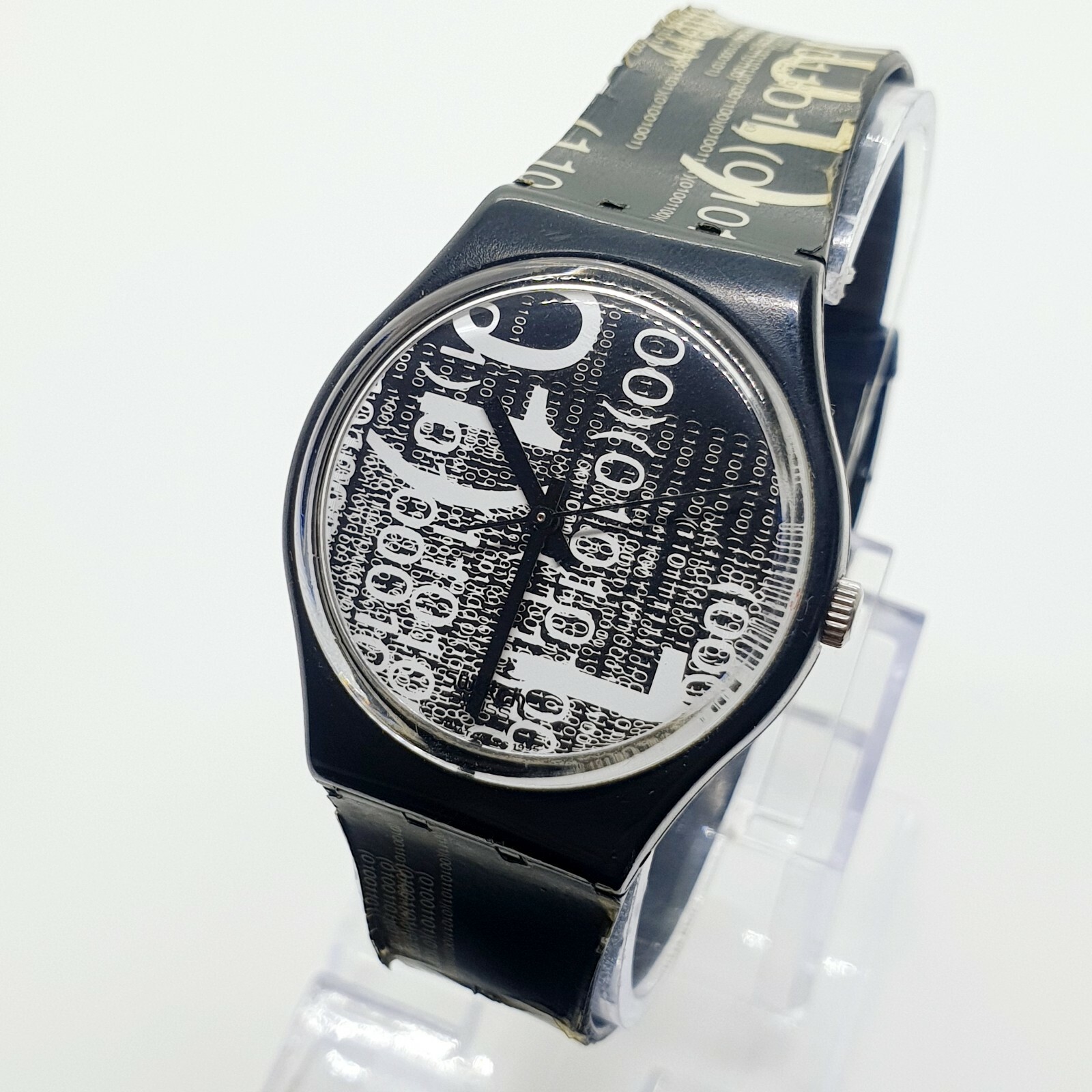 1996 Black and White Swiss Swatch Watch, Photography Artist Swatch Watch 90s