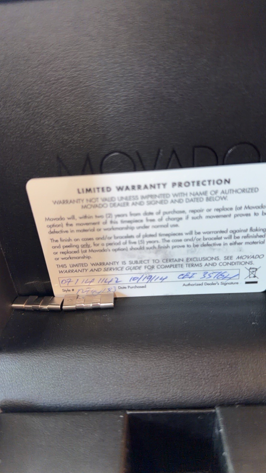 Movado Museum Quartz Watch Stainless Steel Bracelet Black Dial w/Box