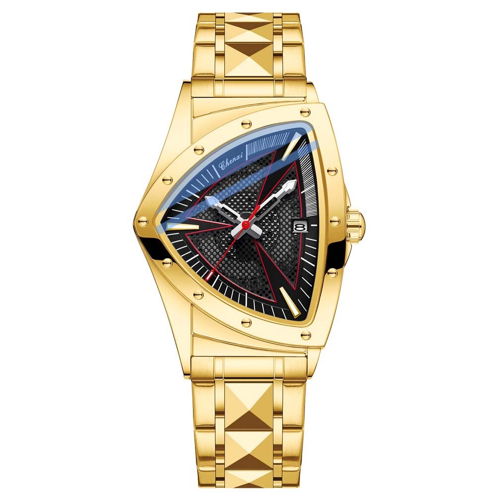 CHENXI Men Quartz Watch Triangle Silver Steel Watch for Male Business Wristwatch