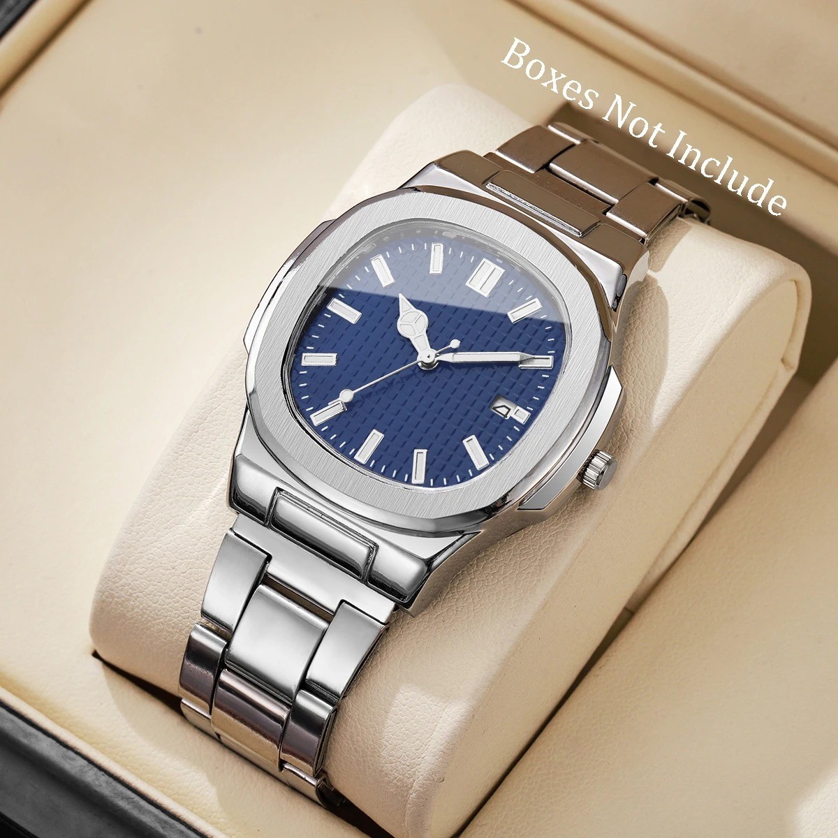 Montres d’affaires de luxe pour hommes, cadran carré, bracelet en acier inoxydab