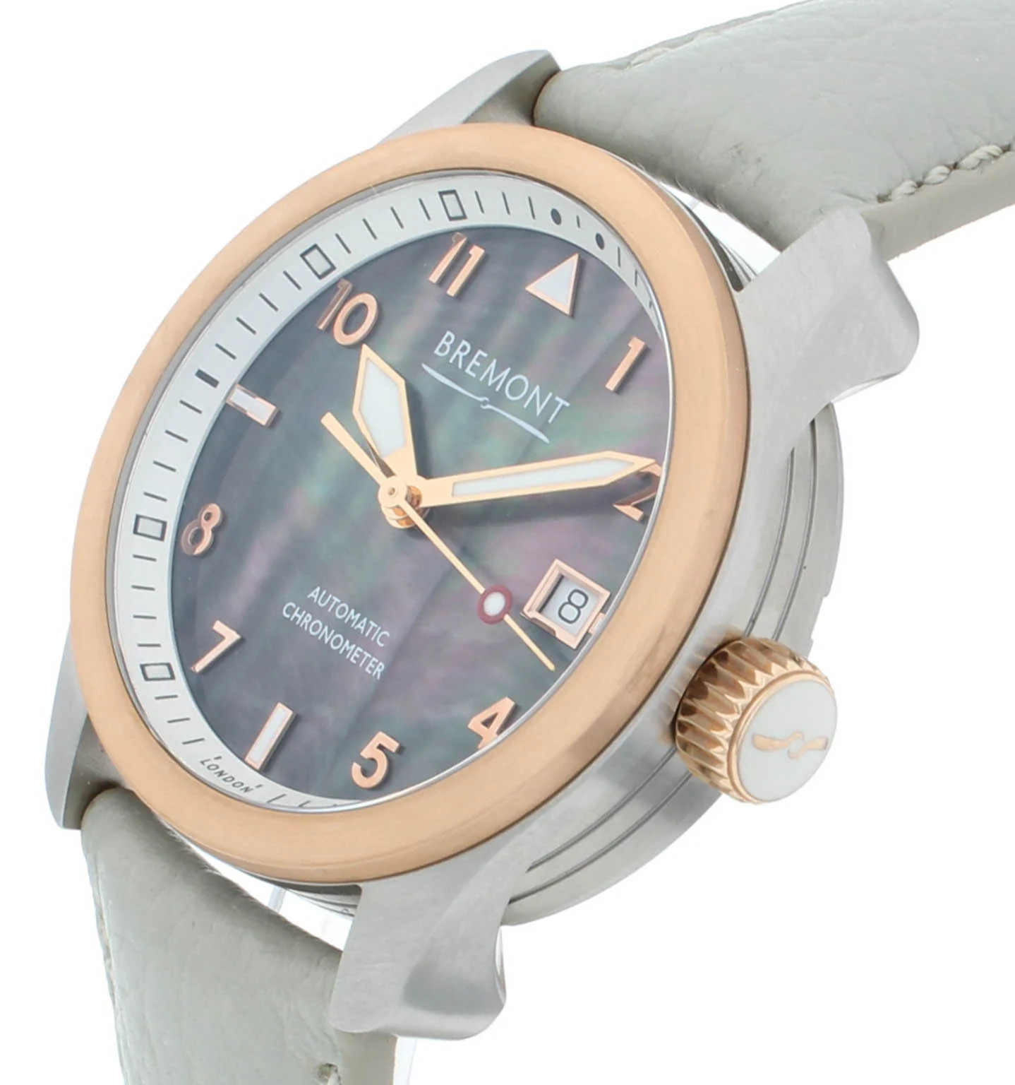 Bremont Maya 37mm Auto Steel & 18k Rose Gold MOP Dial Ladies Watch MAYA-G-R-S