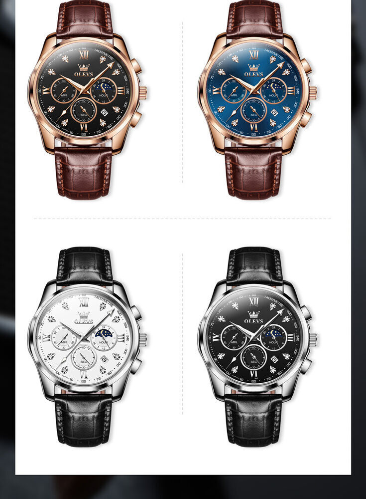 OLEVS Man’s Watch Chronograph Diamond Date Moon Phases Waterproof Wristwatches