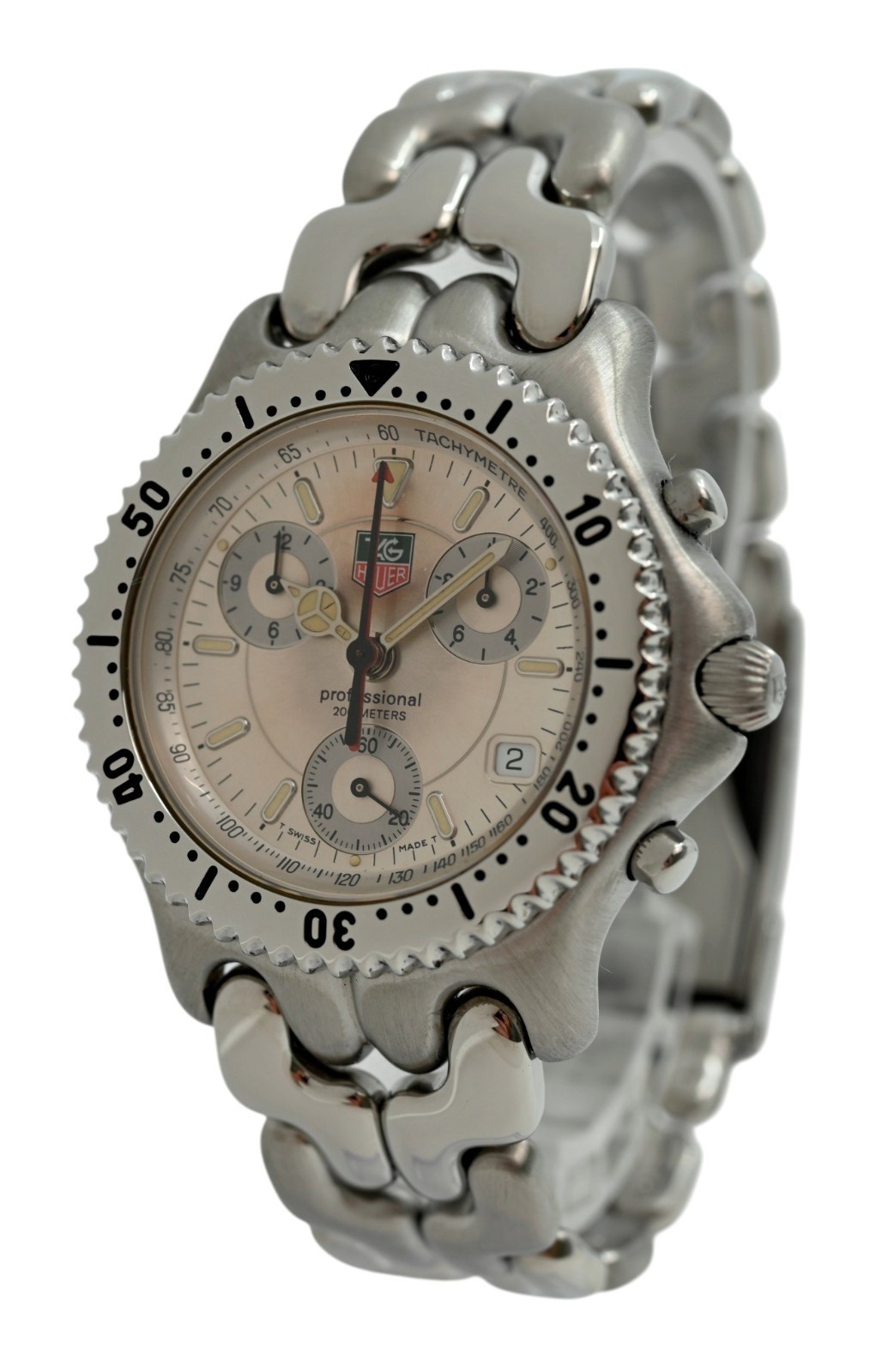 Tag Heuer 38mm Men’s SEL Professional Chronograph Silver Dial Watch Ref: CG1116!