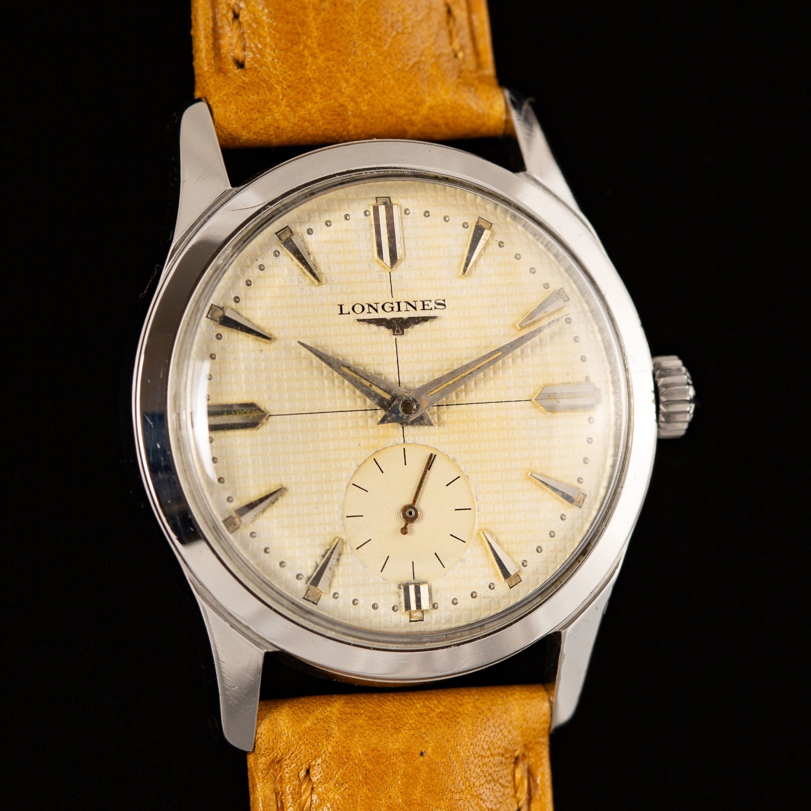 Vintage 1957 Longines Waffle Dial Cal 23Z Calatrava Watch Ref 6822-1 Serviced