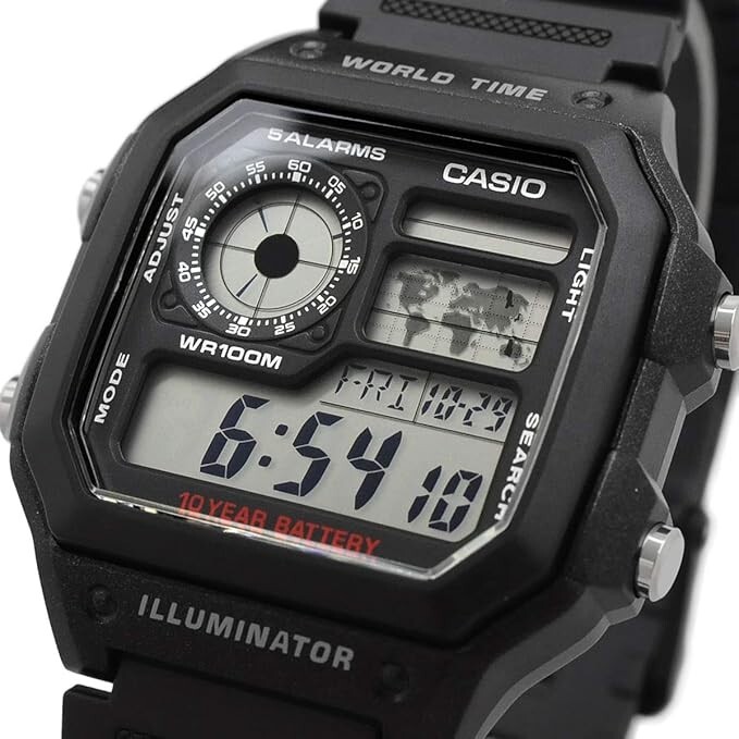 CASIO ROYALE AE-1200WH-1A World Time Digital Watch 100m (10ATM) Japan import