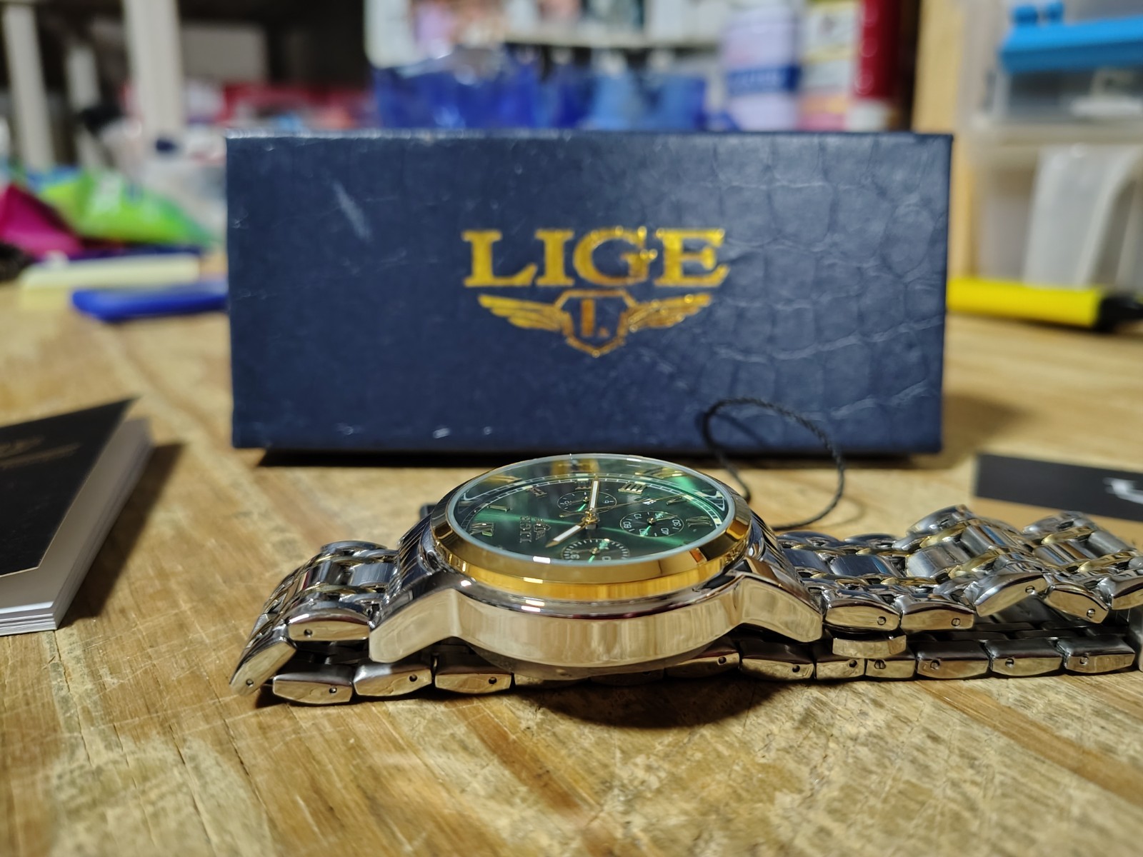 LIGE Dream 1853 All Stainless Steel Quartz Water Resistant Green Face