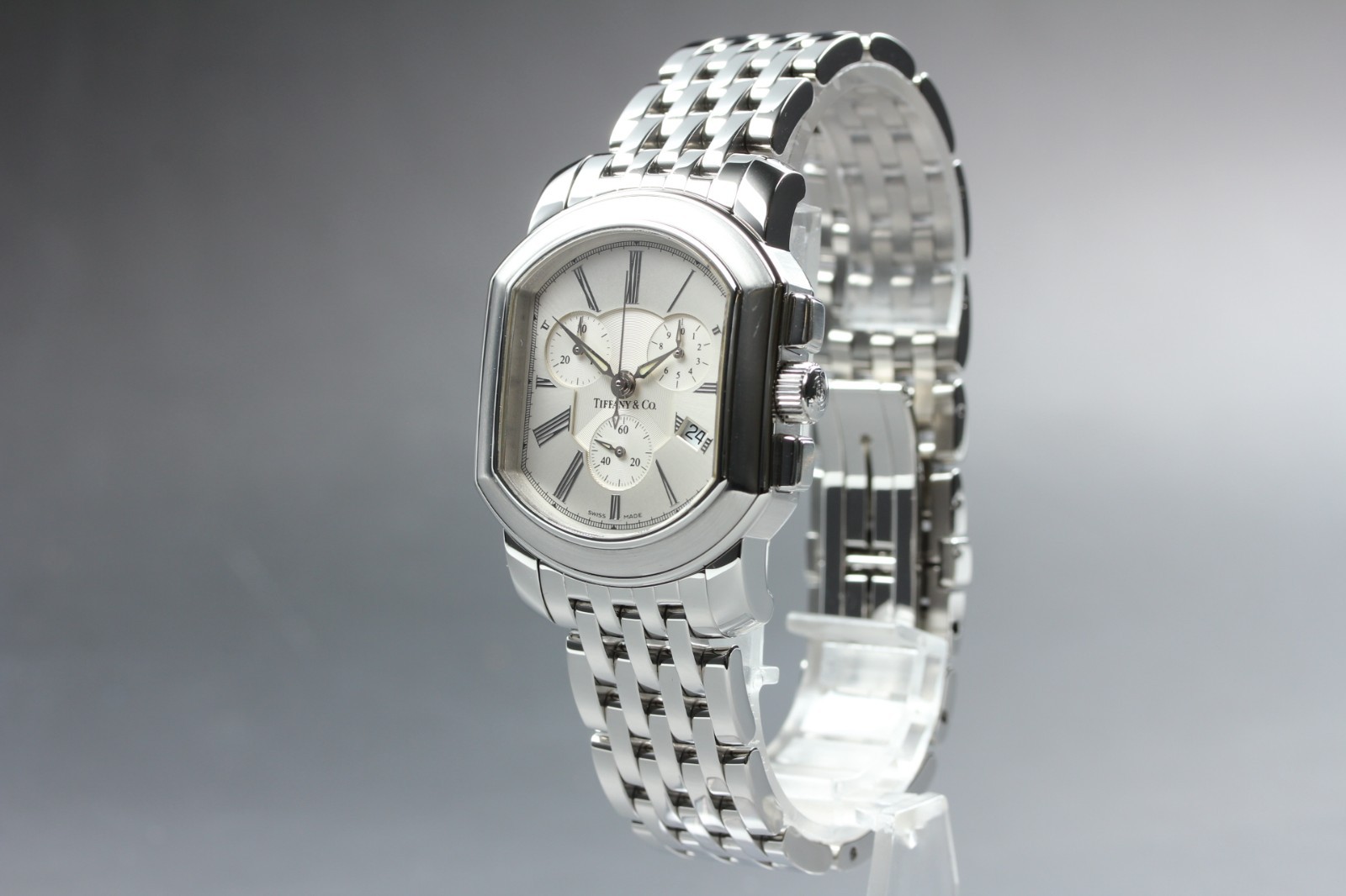 Tiffany & Co Mark Coupe Chronograph Date Silver Dial 33mm Quartz Mens Watch JPN