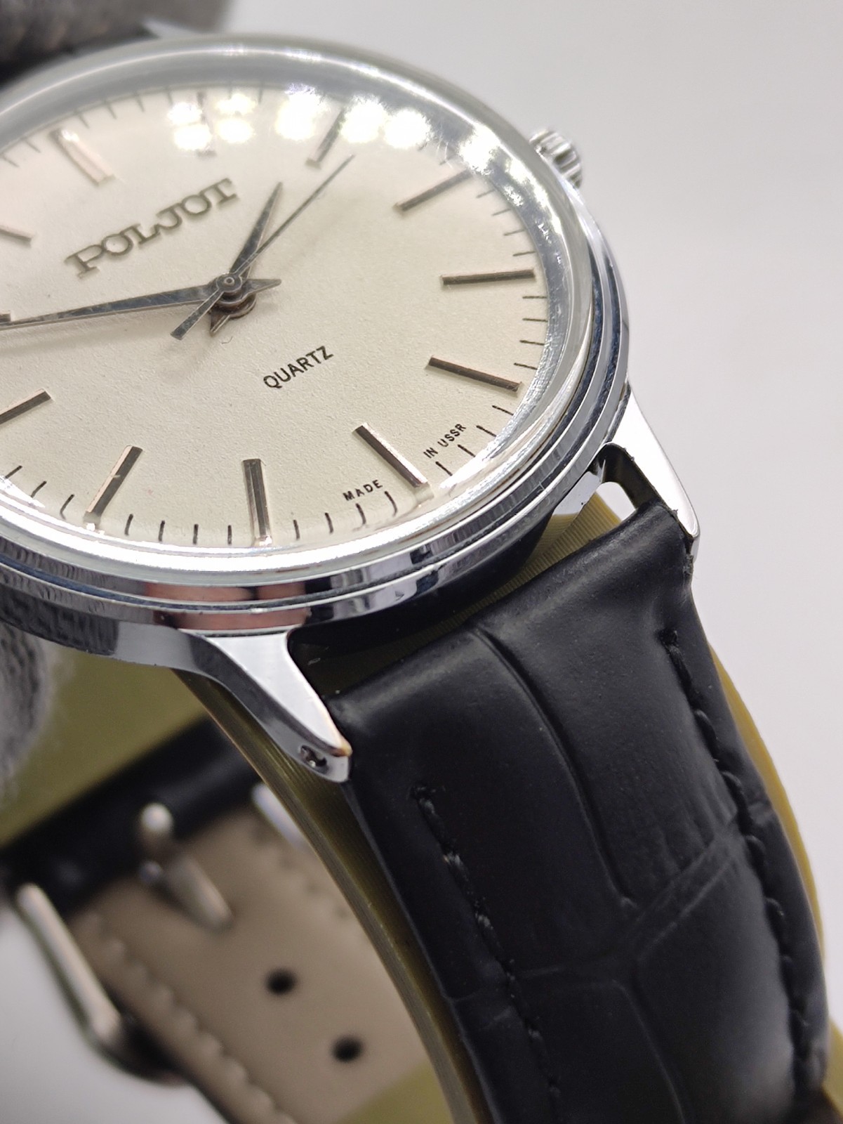 Vintage Watch Poljot Quartz 2456 Men Soviet USSR Classic 1980s Gift Classic