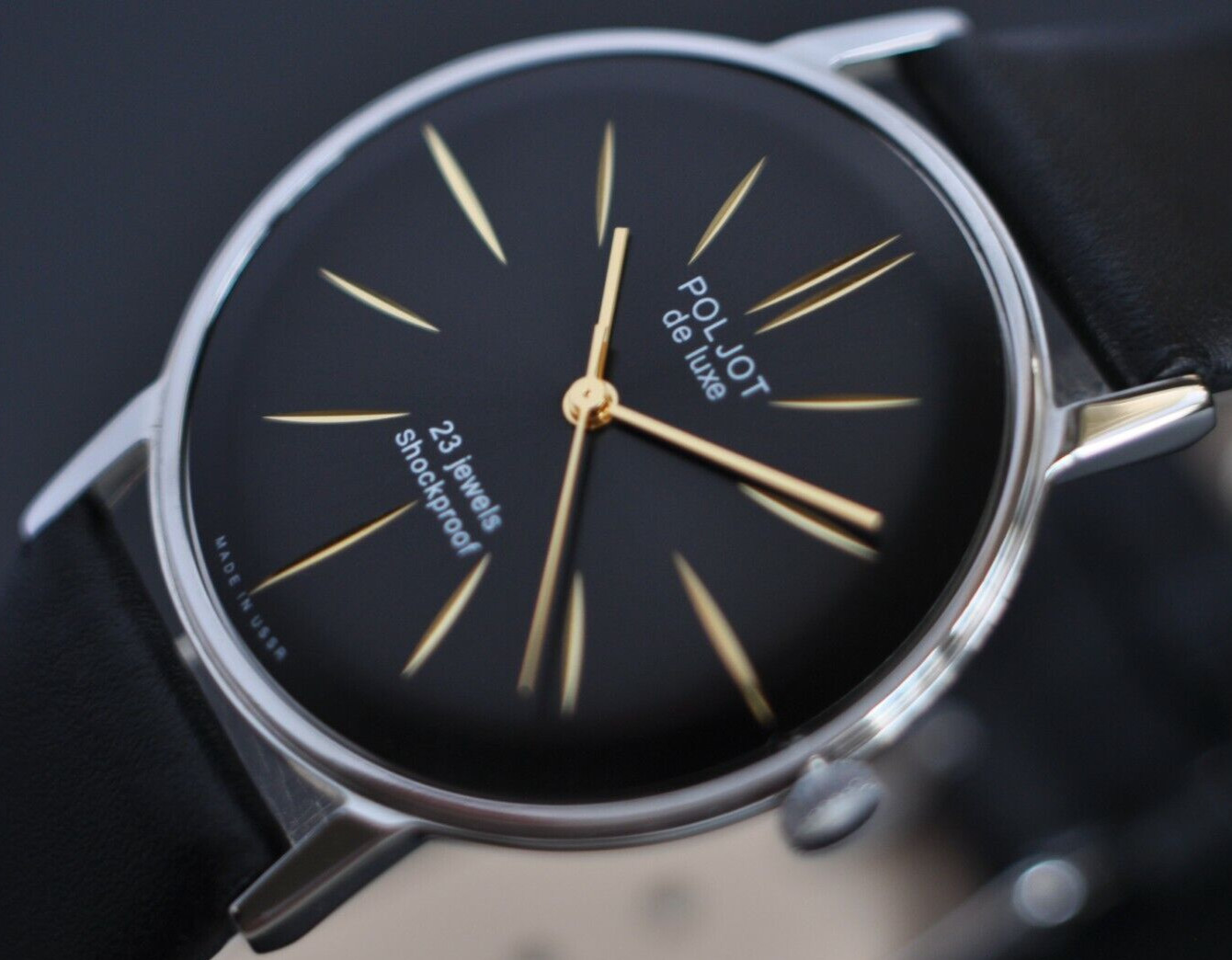 New Vintage Jacket Watch Poljot De LUXE Extra SLIM 1970s Case Stainless Very RAR
