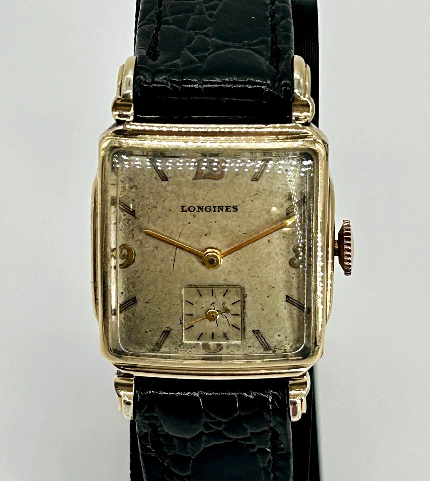 1945 Longines Tank 10L Manual Wind 17J Small Seconds Gold Filled 26mm Running