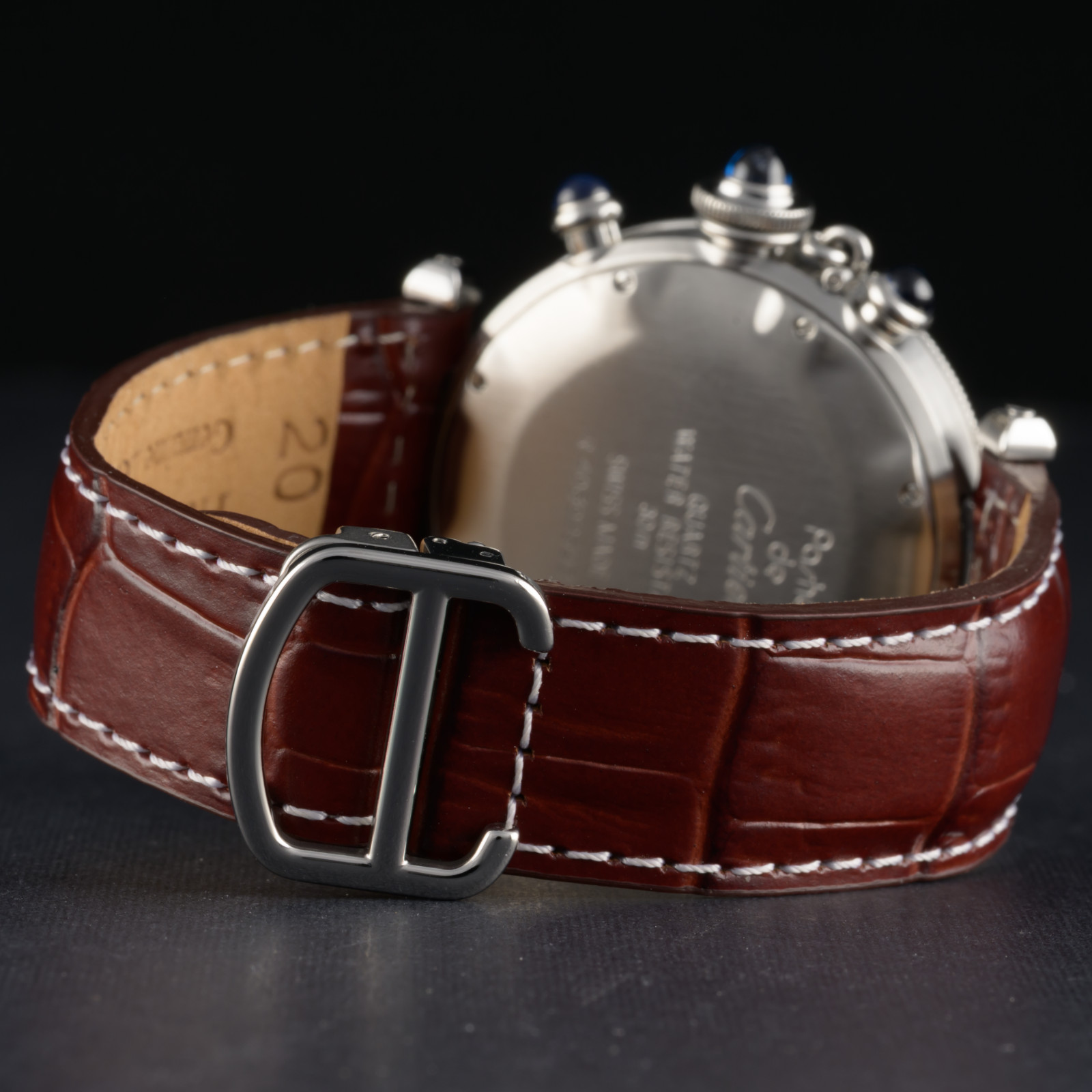 Serviced Cartier Pasha Chronograph 4030 Brown Dial 38mm Quartz Watch + Box