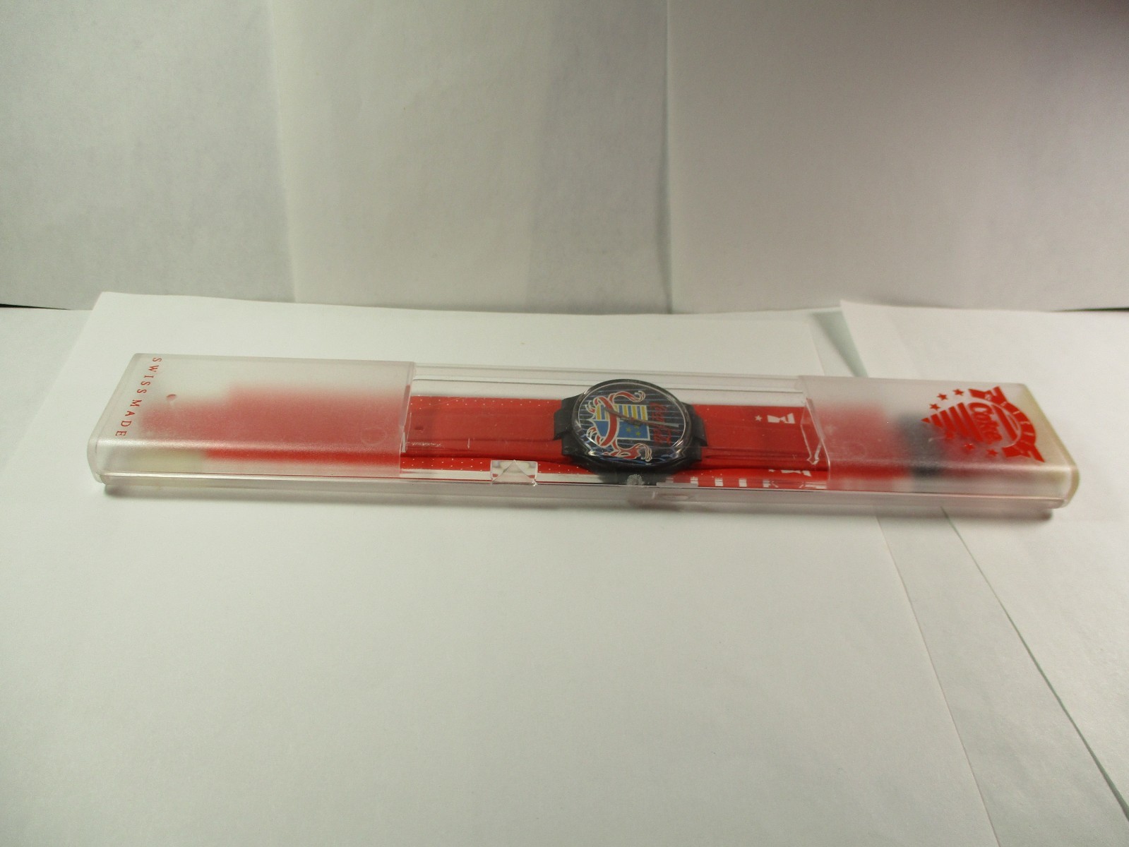 Vintage 1987 Coca-Cola Shield Coke Swiss Made Watch Rare in Original Box