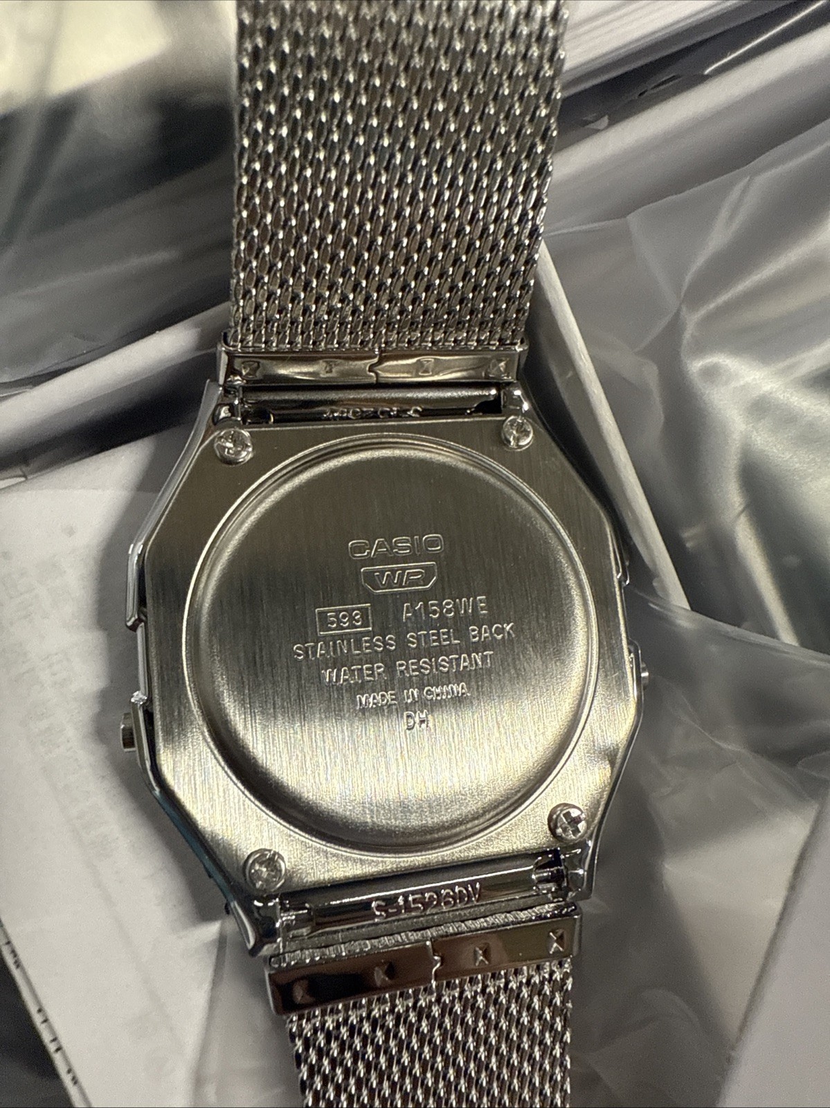 Casio Vintage Series A158WEM‑3D Stainless Steel 33mm Green Dial Mesh Men’s Watch